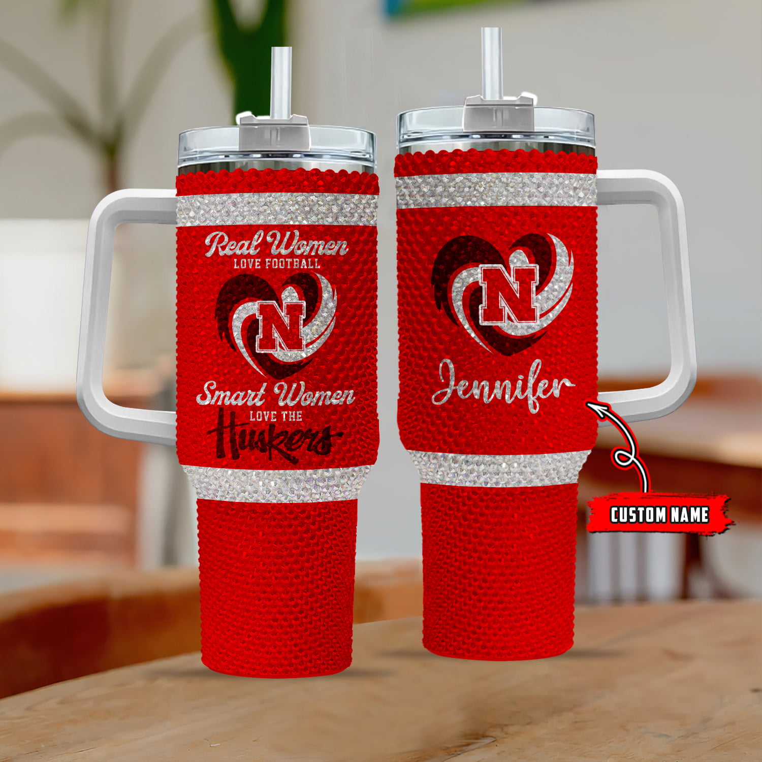 Nebraska Cornhuskers NCAA Custom Stanley Quencher 40oz Stainless Steel Tumbler With Handle