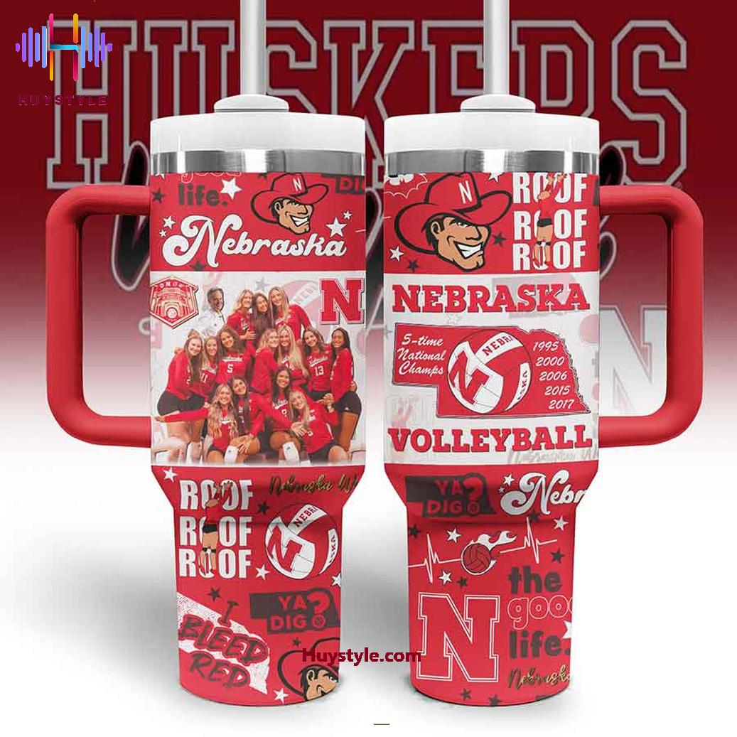 Nebraska Cornhuskers NCAA Custom Stanley Quencher 40oz Stainless Steel Tumbler With Handle