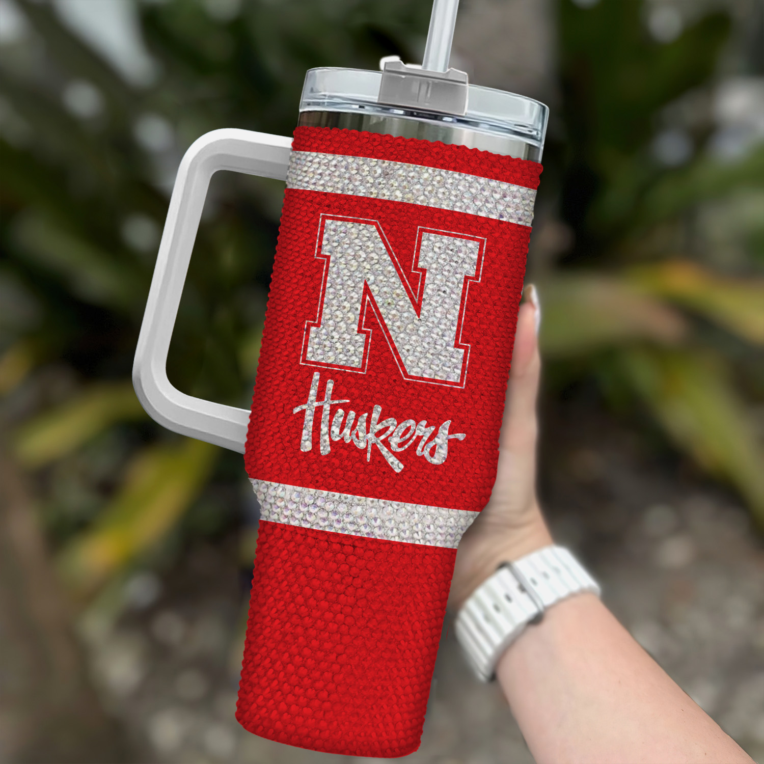 Nebraska Cornhuskers NCAA Custom Stanley Quencher 40oz Stainless Steel Tumbler With Handle