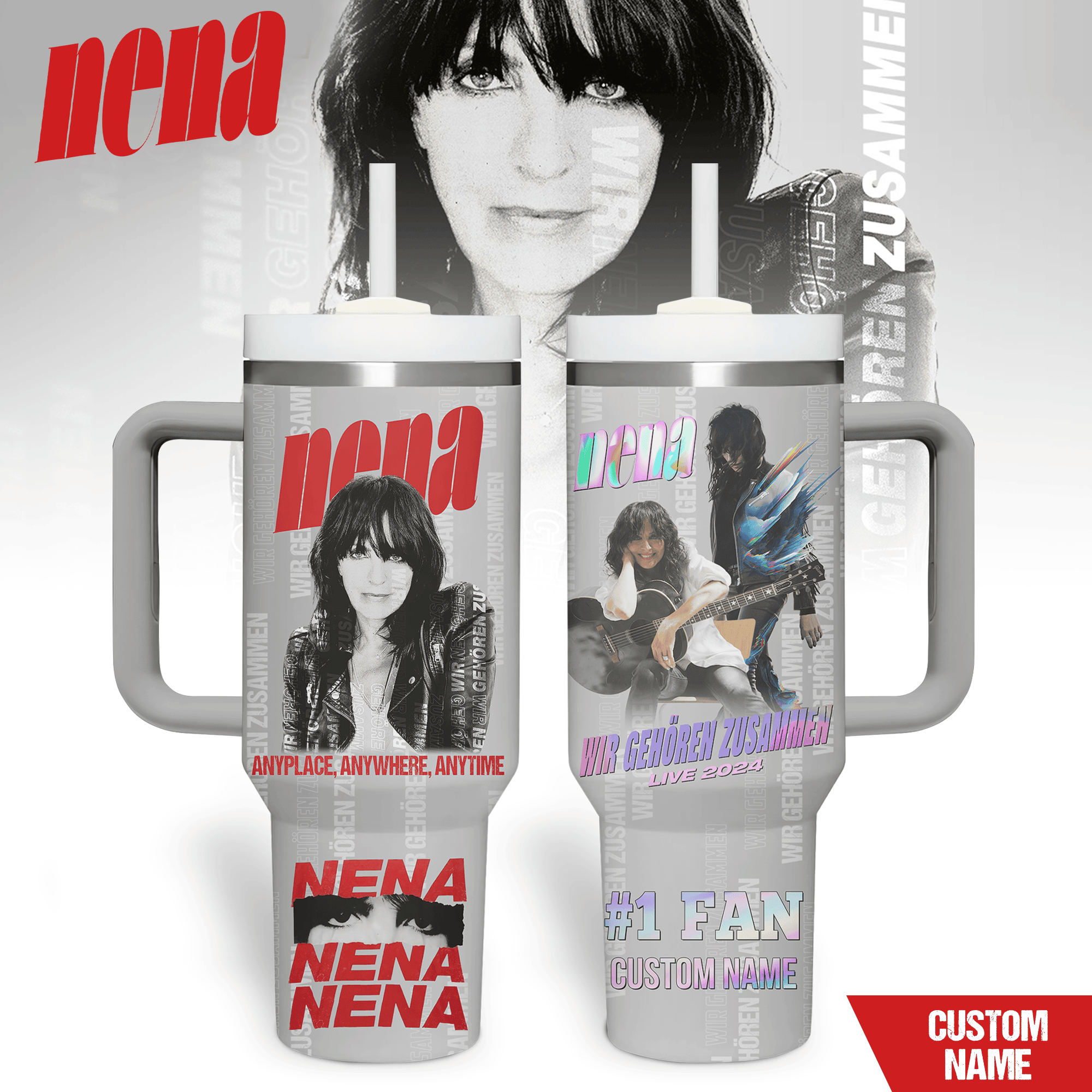 Nena Music Custom Stanley Quencher 40oz Stainless Steel Tumbler With Handle