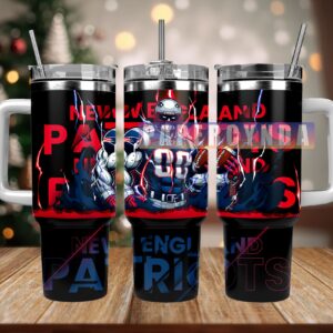 New England Patriots Custom Stanley Quencher 40oz Stainless Steel Tumbler With Handle