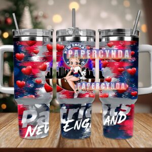 New England Patriots Custom Stanley Quencher 40oz Stainless Steel Tumbler With Handle