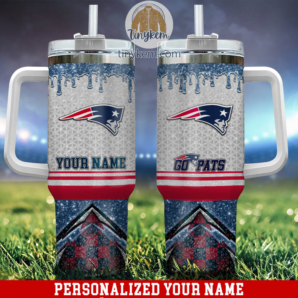 New England Patriots Glitter NFL Custom Stanley Quencher 40oz Stainless Steel Tumbler With Handle