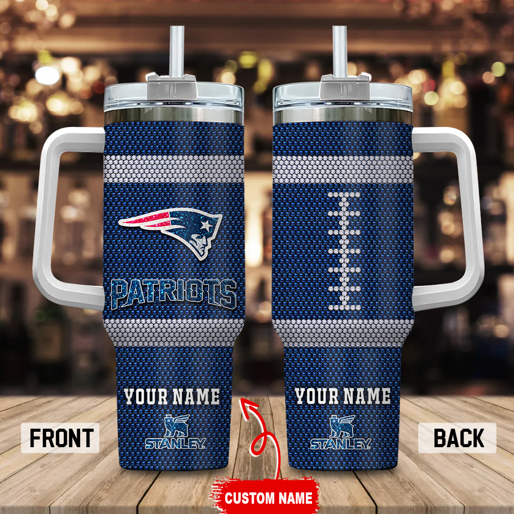 New England Patriots NFL Crystal Custom Stanley Quencher 40oz Stainless Steel Tumbler With Handle