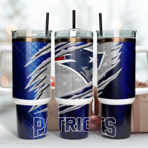 New England Patriots NFL Custom Stanley Quencher 40oz Stainless Steel Tumbler With Handle