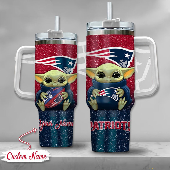 New England Patriots NFL Custom Stanley Quencher 40oz Stainless Steel Tumbler With Handle