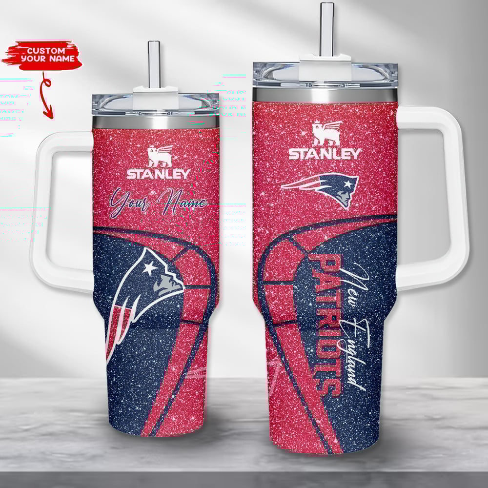 New England Patriots NFL Custom Stanley Quencher 40oz Stainless Steel Tumbler With Handle
