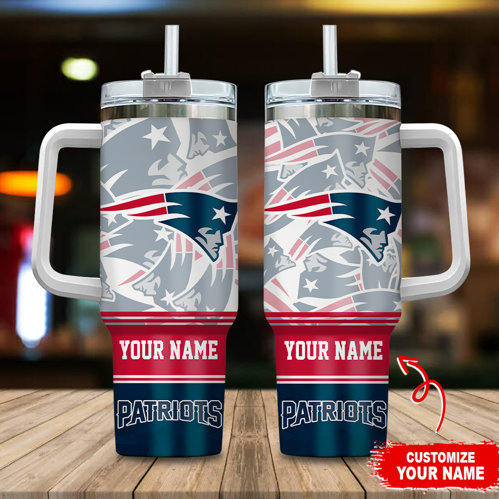 New England Patriots NFL Custom Stanley Quencher 40oz Stainless Steel Tumbler With Handle