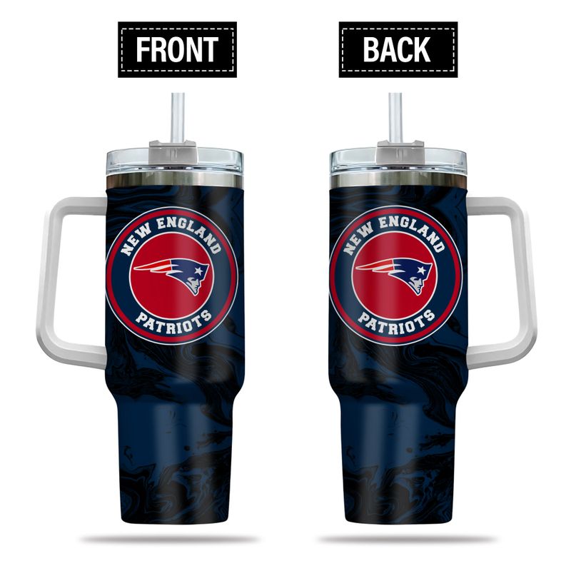 New England Patriots NFL Custom Stanley Quencher 40oz Stainless Steel Tumbler With Handle