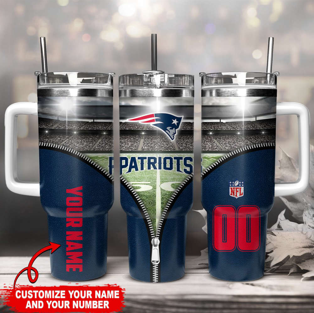 New England Patriots NFL Custom Stanley Quencher 40oz Stainless Steel Tumbler With Handle
