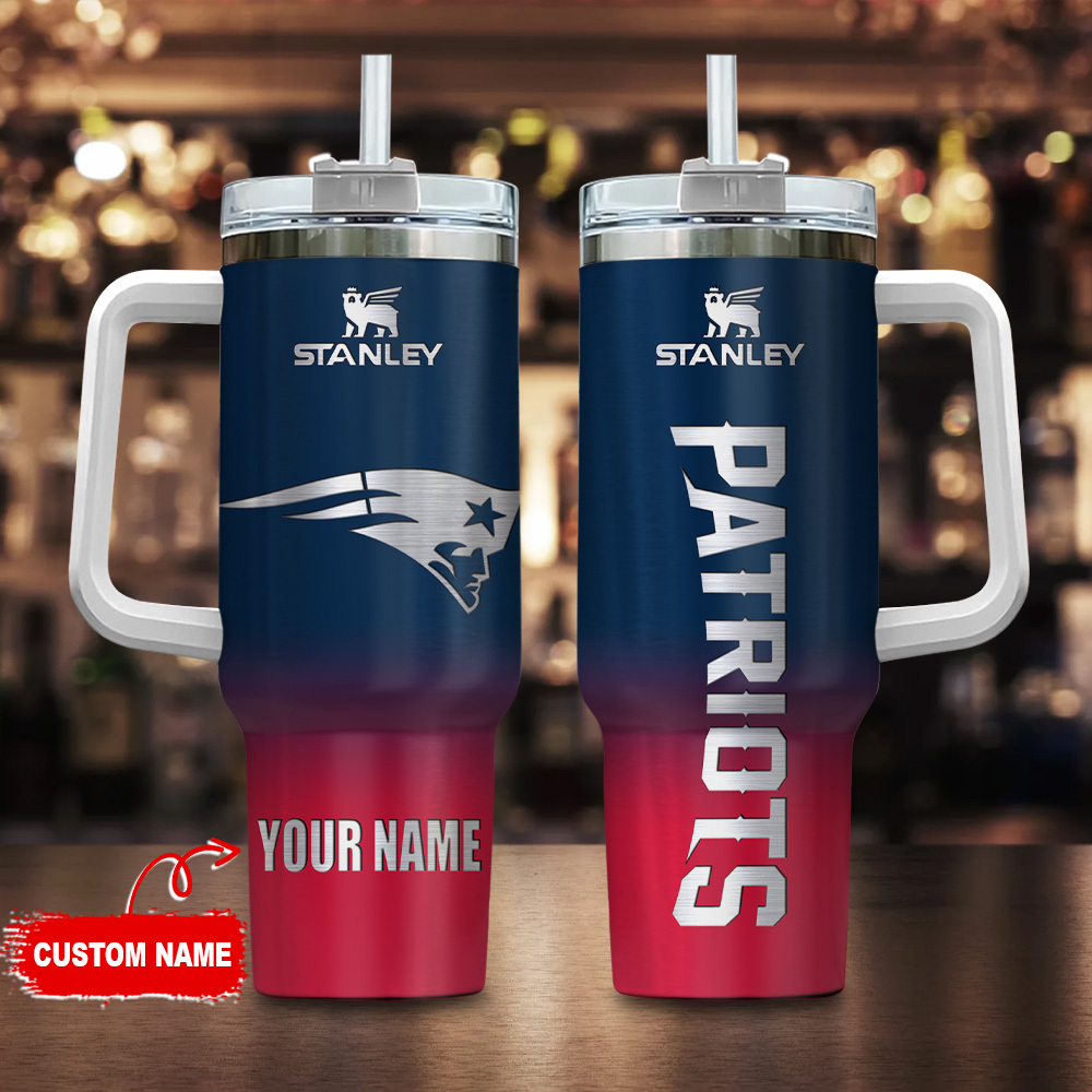 New England Patriots NFL Custom Stanley Quencher 40oz Stainless Steel Tumbler With Handle