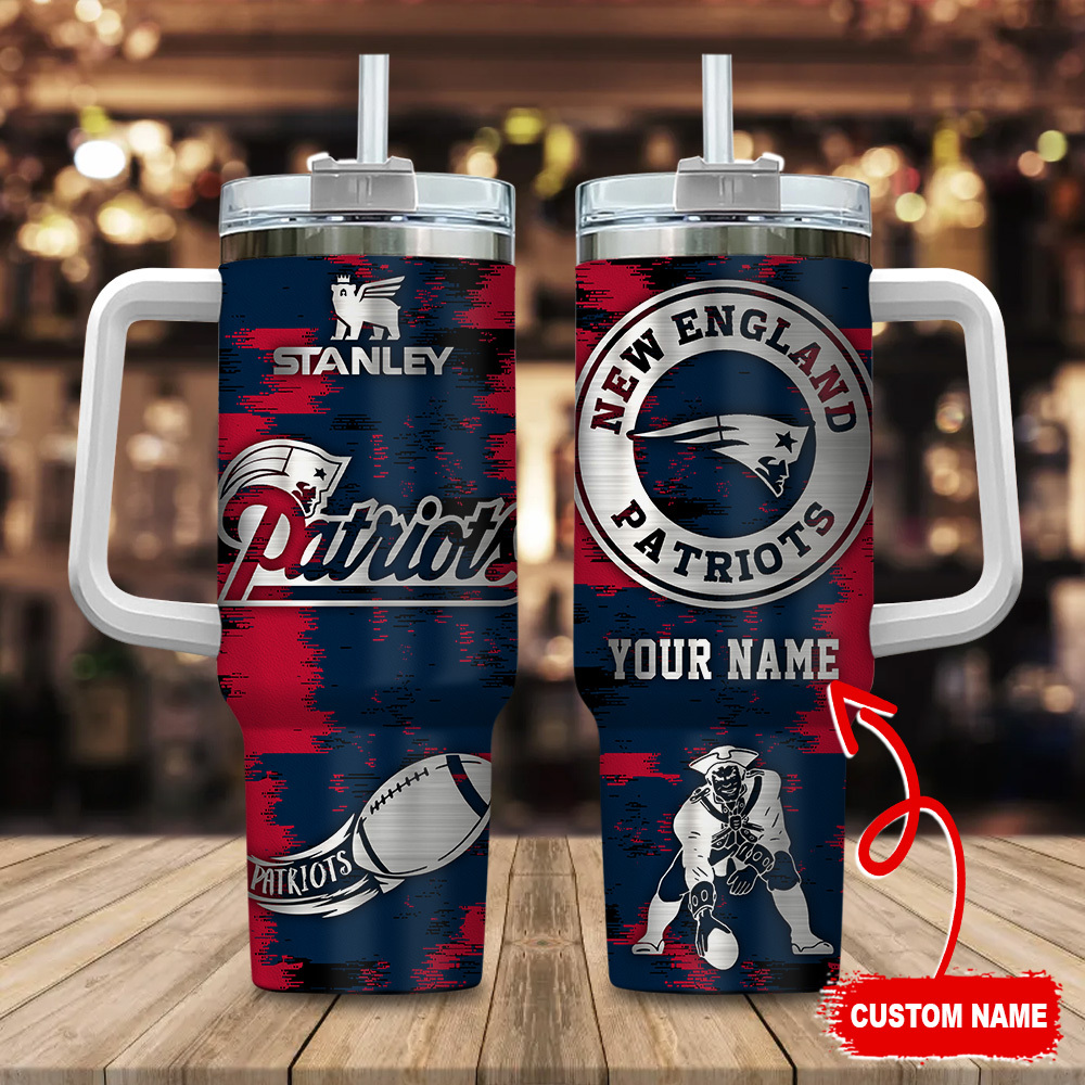 New England Patriots NFL Custom Stanley Quencher 40oz Stainless Steel Tumbler With Handle