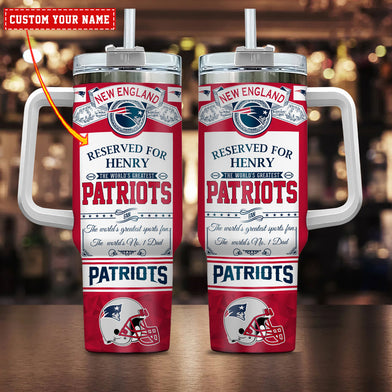 New England Patriots NFL Custom Stanley Quencher 40oz Stainless Steel Tumbler With Handle