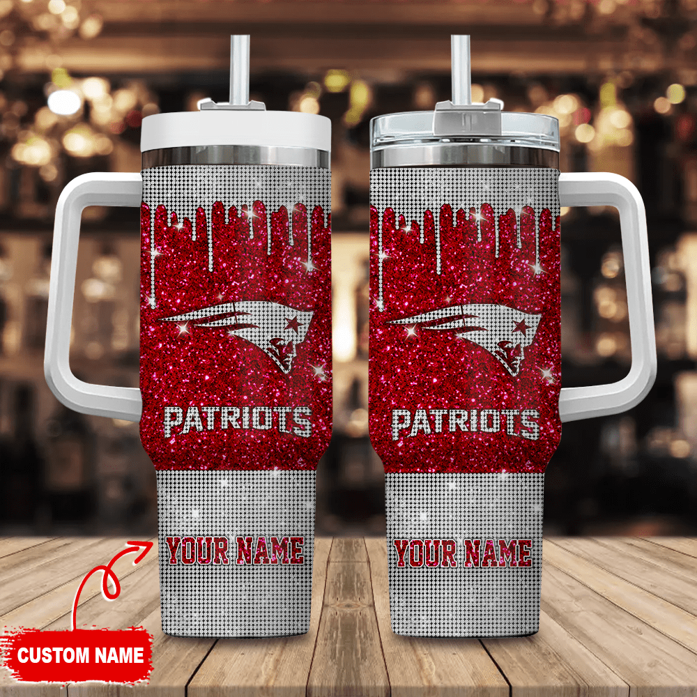 New England Patriots NFL Custom Stanley Quencher 40oz Stainless Steel Tumbler With Handle
