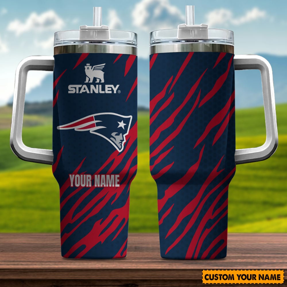 New England Patriots NFL Custom Stanley Quencher 40oz Stainless Steel Tumbler With Handle