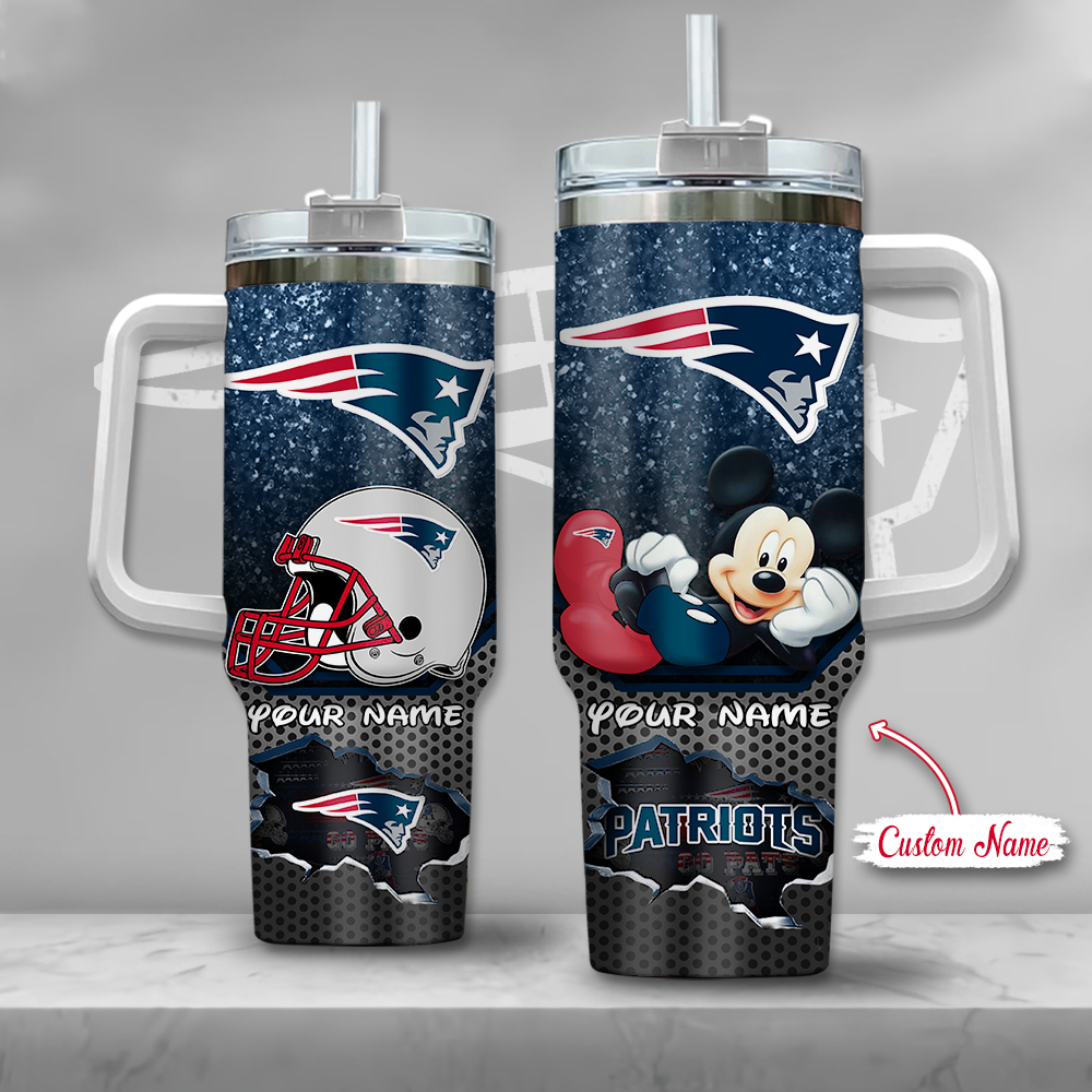New England Patriots NFL Custom Stanley Quencher 40oz Stainless Steel Tumbler With Handle