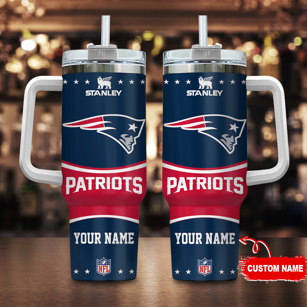 New England Patriots NFL Custom Stanley Quencher 40oz Stainless Steel Tumbler With Handle