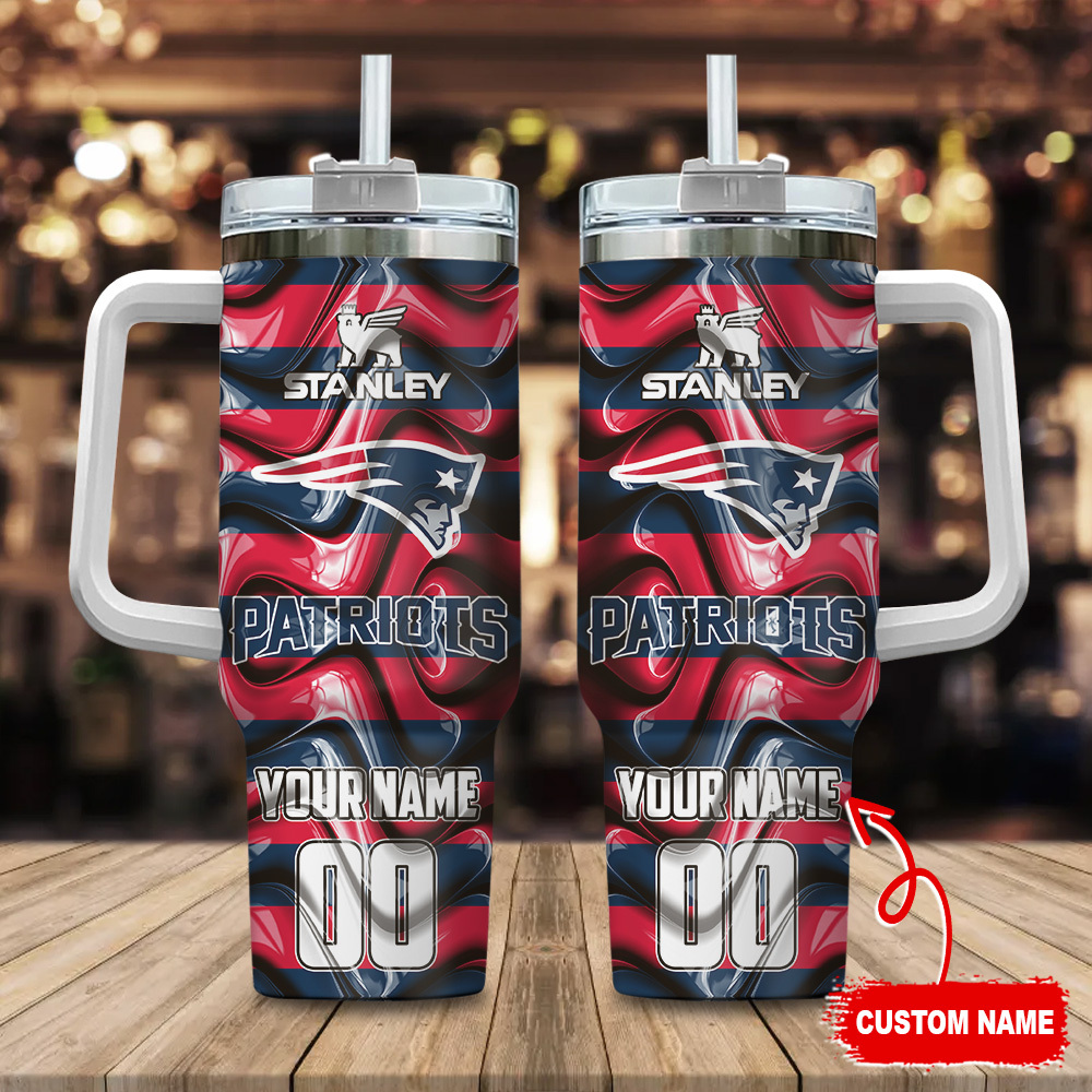 New England Patriots NFL Custom Stanley Quencher 40oz Stainless Steel Tumbler With Handle