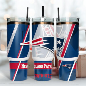 New England Patriots NFL Custom Stanley Quencher 40oz Stainless Steel Tumbler With Handle