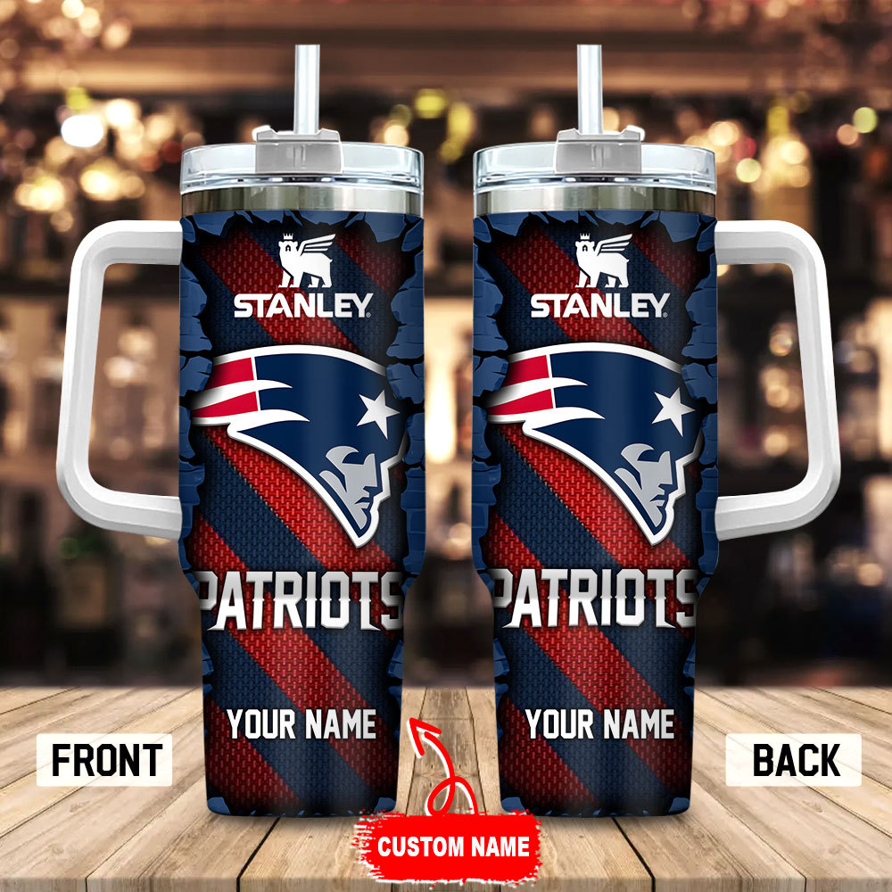 New England Patriots NFL Custom Stanley Quencher 40oz Stainless Steel Tumbler With Handle