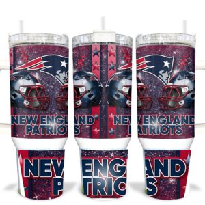 New England Patriots NFL Custom Stanley Quencher 40oz Stainless Steel Tumbler With Handle