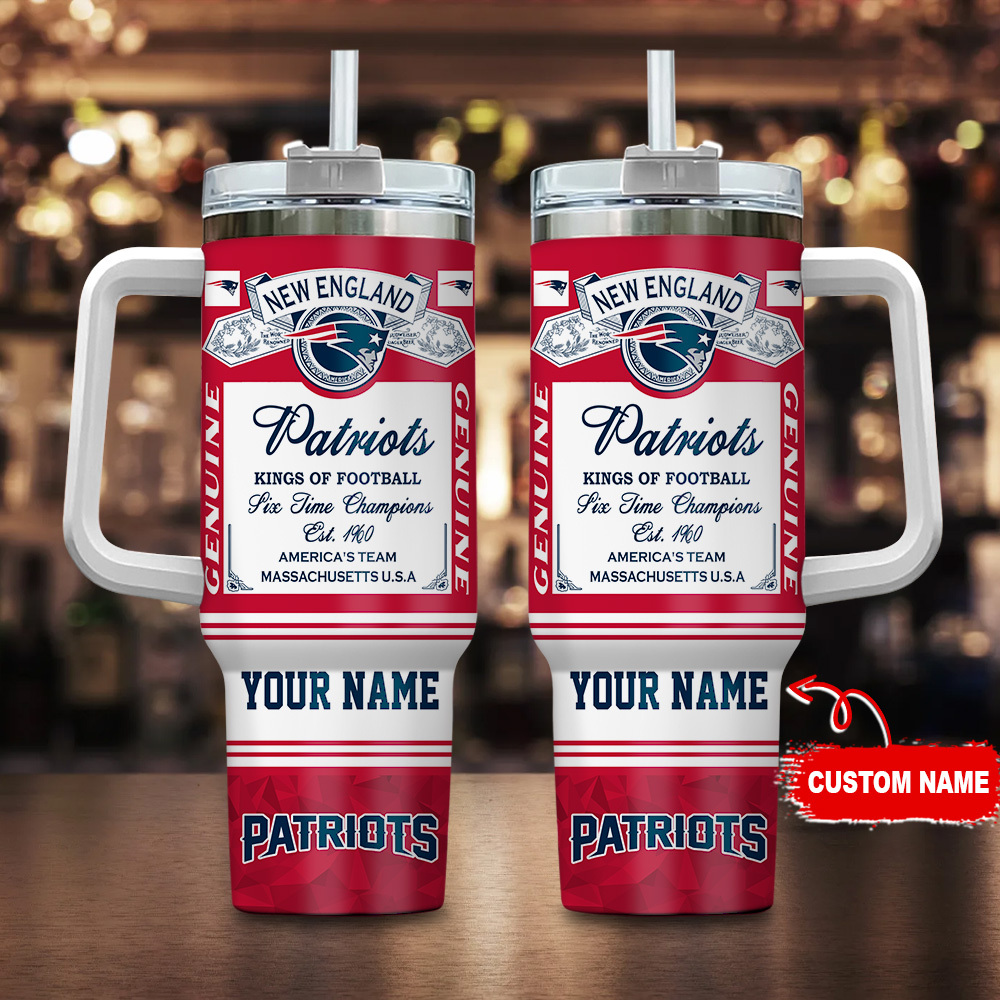 New England Patriots NFL Custom Stanley Quencher 40oz Stainless Steel Tumbler With Handle