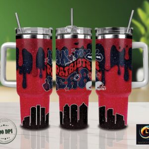 New England Patriots NFL Glitter Custom Stanley Quencher 40oz Stainless Steel Tumbler With Handle