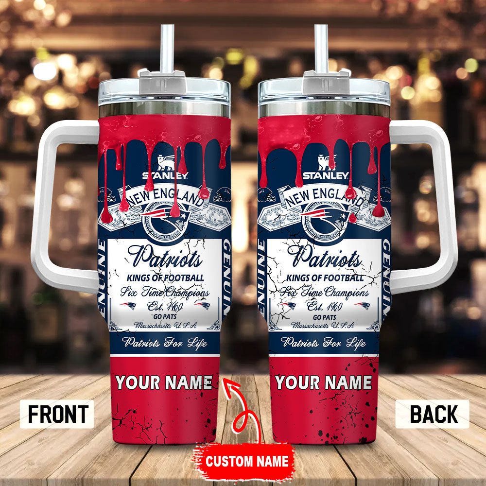 New England Patriots NFL Kings Of Football Custom Stanley Quencher 40oz Stainless Steel Tumbler With Handle