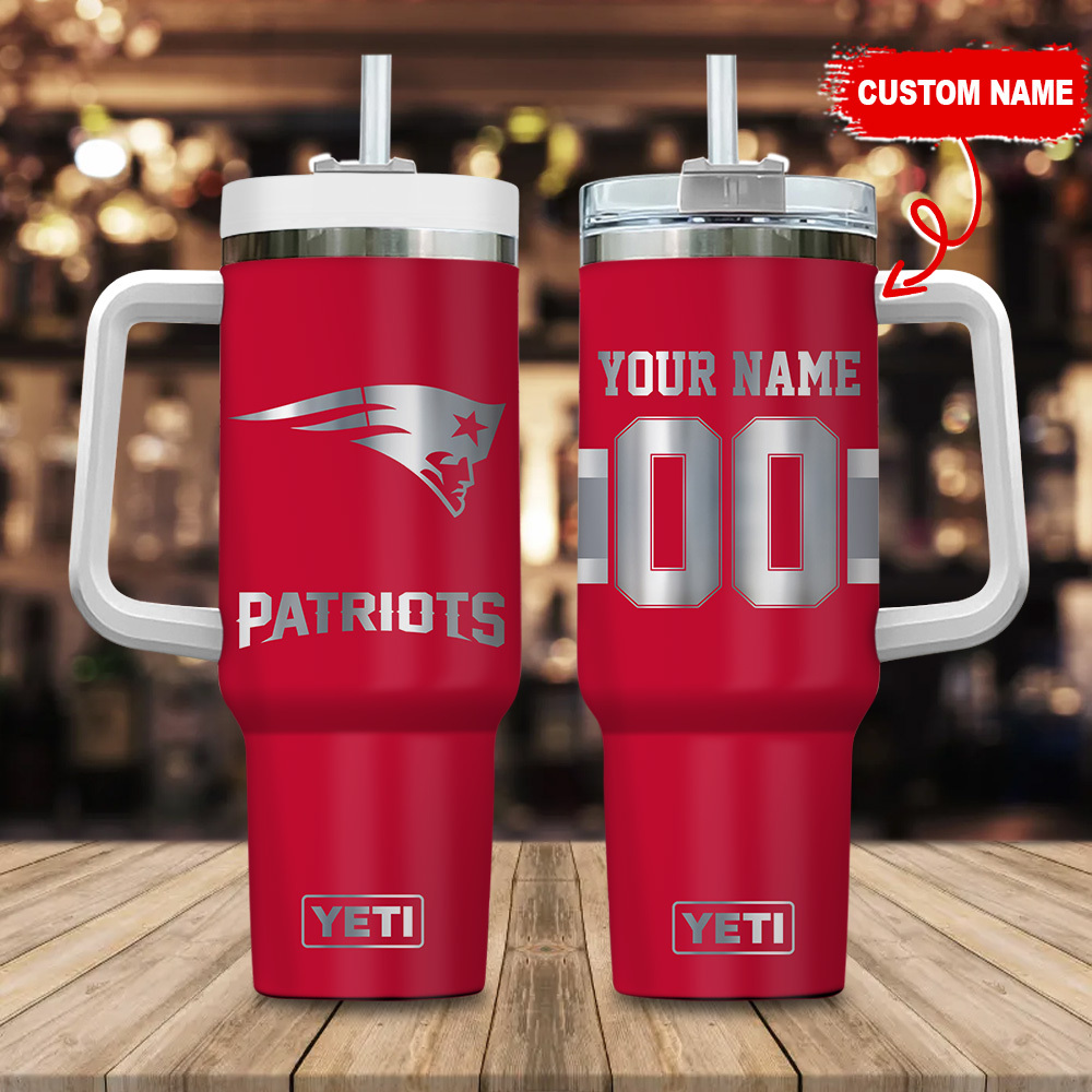 New England Patriots NFL Laser Engraved Effect Custom Stanley Quencher 40oz Stainless Steel Tumbler With Handle