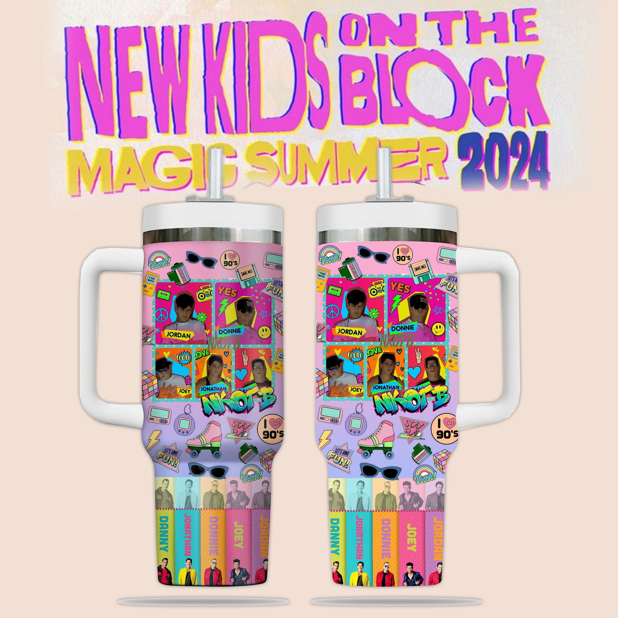New Kids On The Block Music Custom Stanley Quencher 40oz Stainless Steel Tumbler With Handle