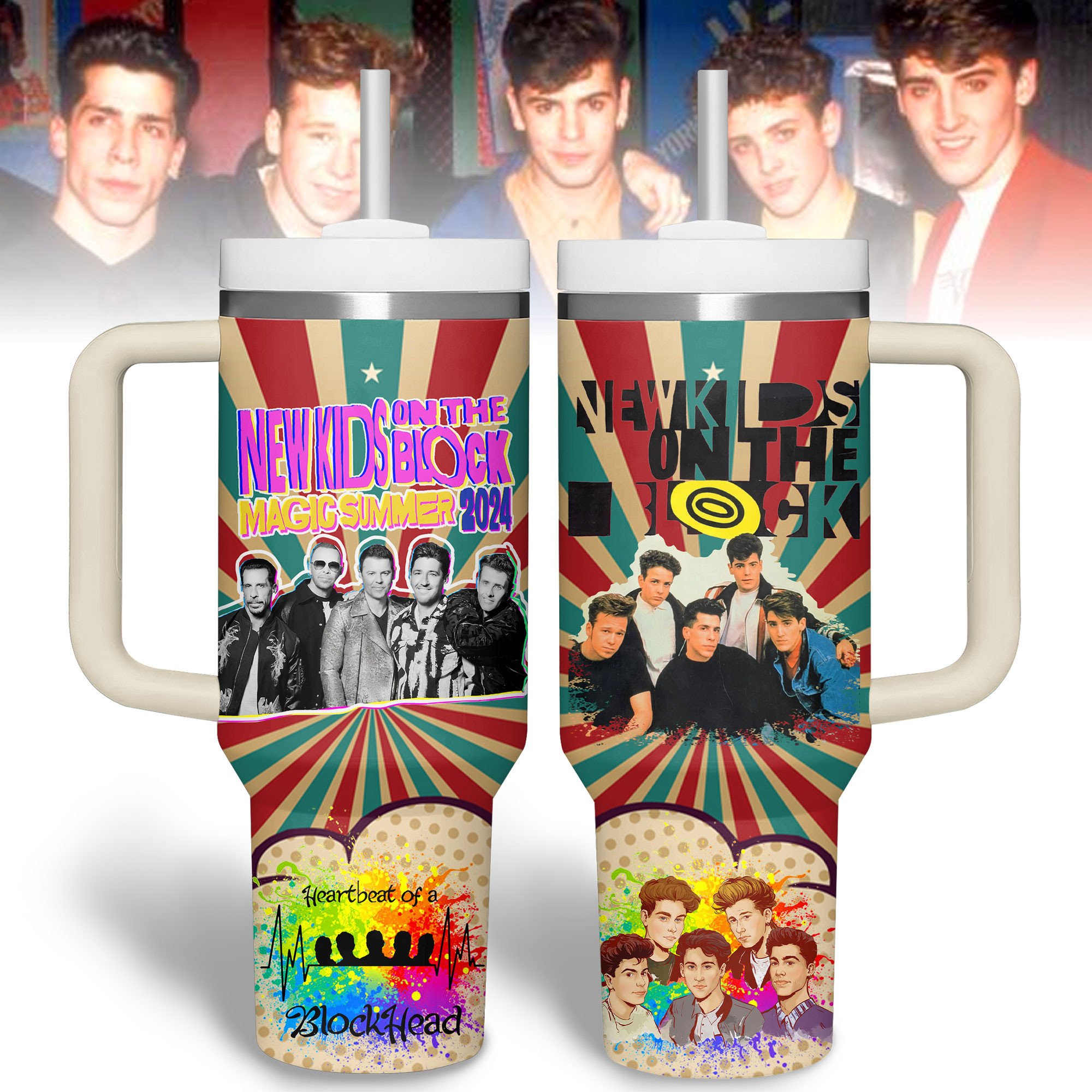 New Kids On The Block Music Custom Stanley Quencher 40oz Stainless Steel Tumbler With Handle
