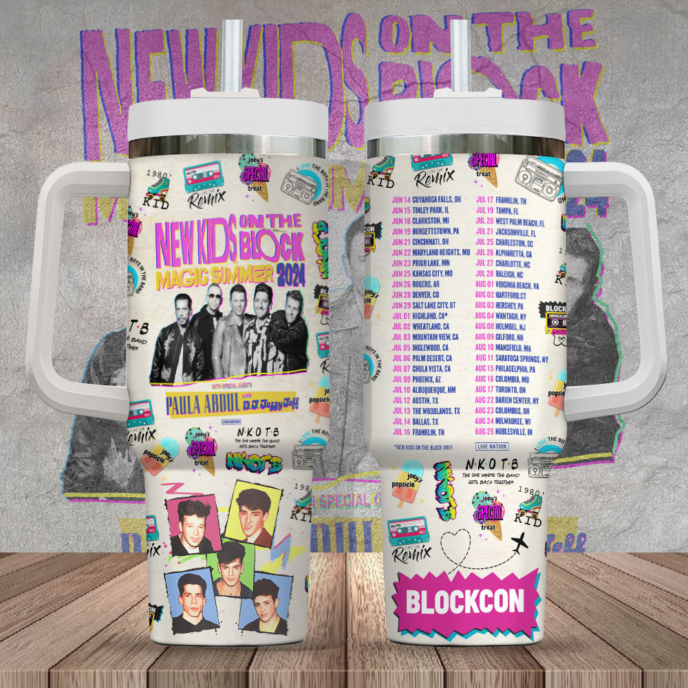 New Kids On The Block Music Custom Stanley Quencher 40oz Stainless Steel Tumbler With Handle