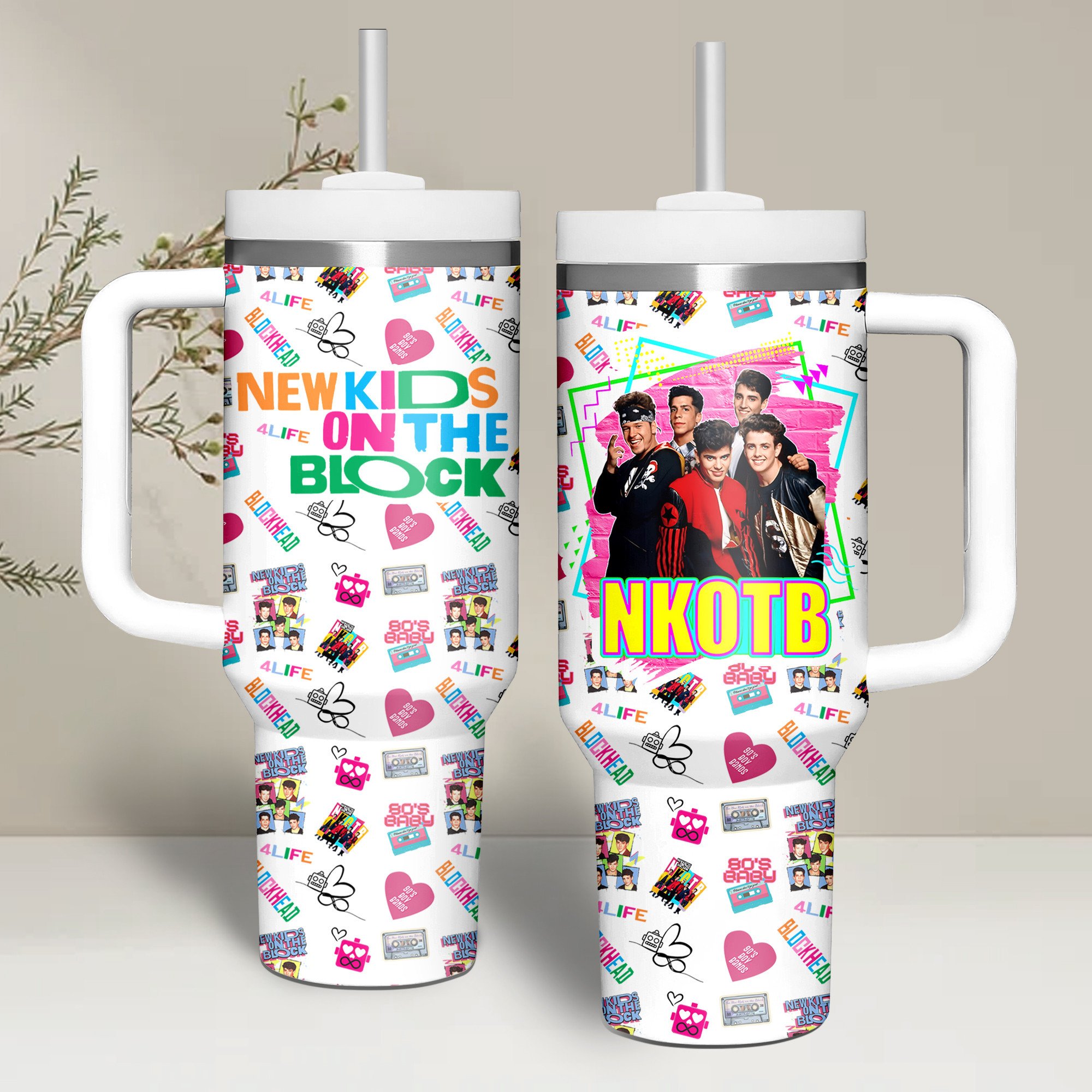 New Kids On The Block Music Custom Stanley Quencher 40oz Stainless Steel Tumbler With Handle
