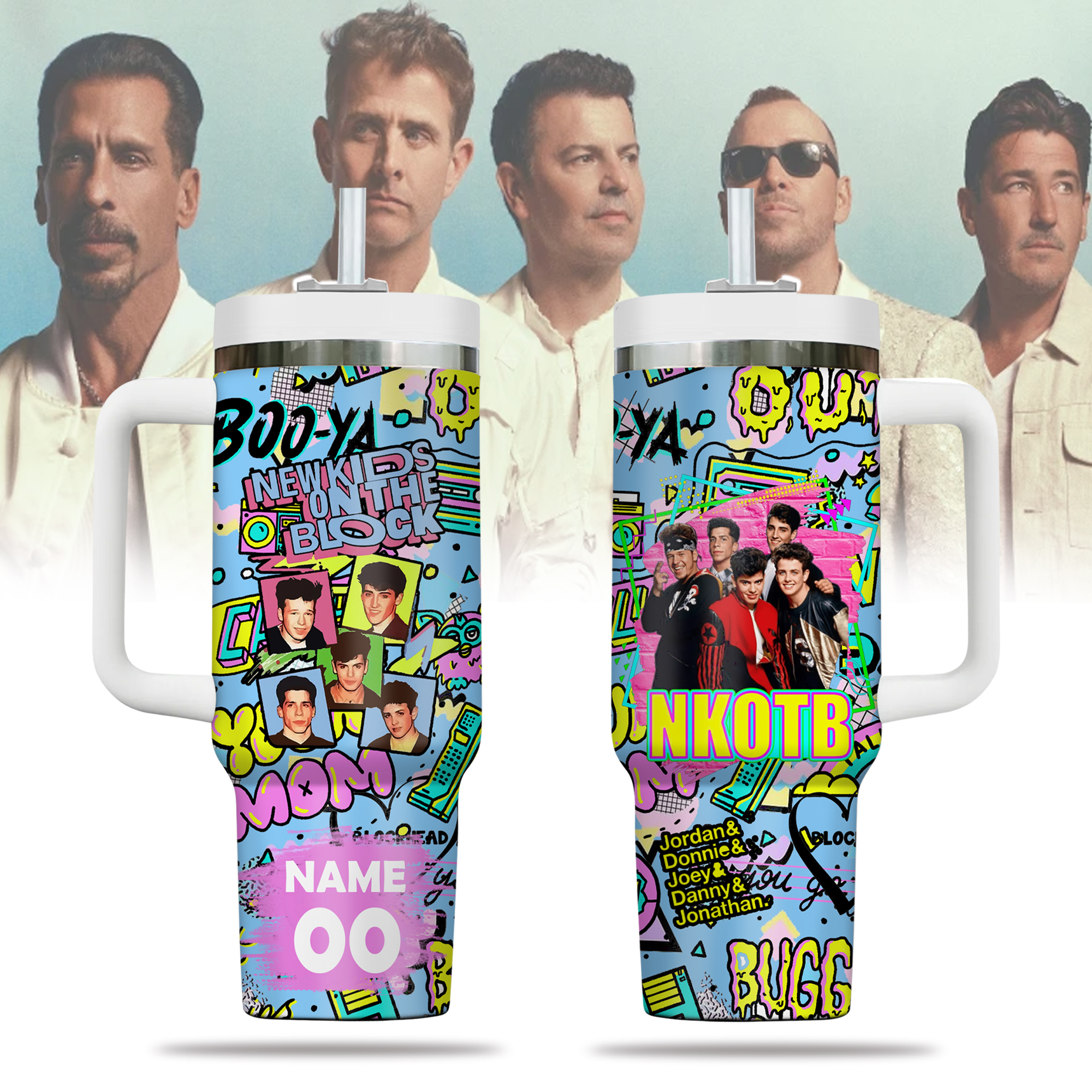 New Kids on the BlockMusic Custom Stanley Quencher 40oz Stainless Steel Tumbler With Handle