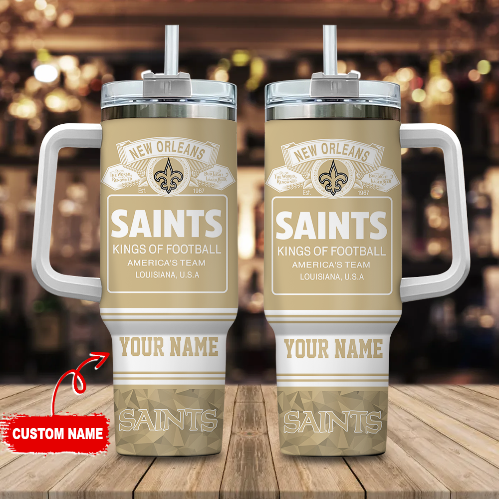New Orleans Saints NFL Bud Light Custom Stanley Quencher 40oz Stainless Steel Tumbler With Handle