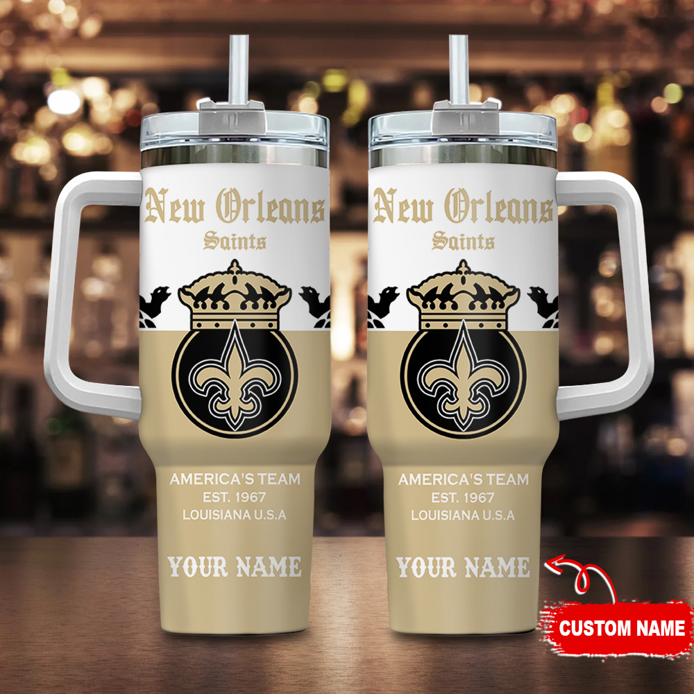 New Orleans Saints NFL Corona Extra Custom Stanley Quencher 40oz Stainless Steel Tumbler With Handle
