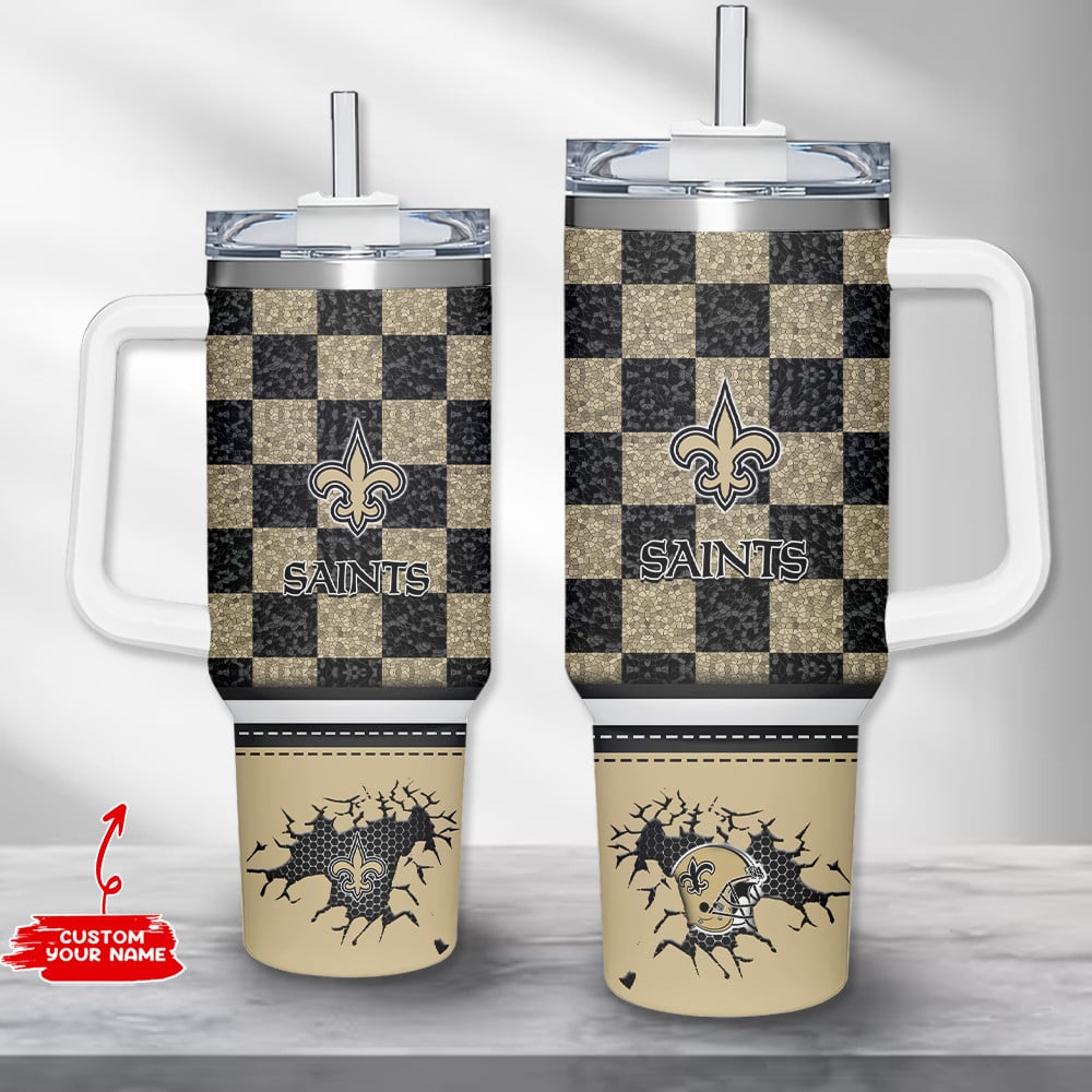 New Orleans Saints NFL Custom Stanley Quencher 40oz Stainless Steel Tumbler With Handle