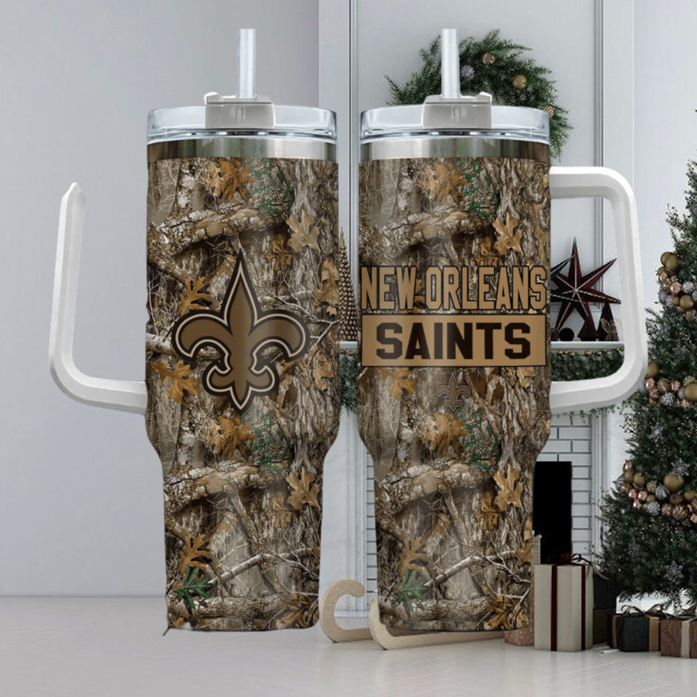 New Orleans Saints NFL Custom Stanley Quencher 40oz Stainless Steel Tumbler With Handle