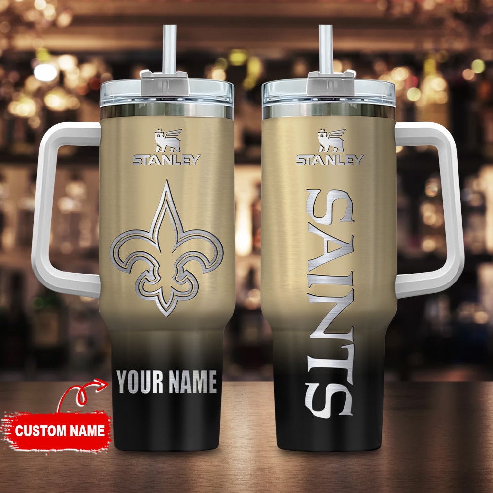 New Orleans Saints NFL Custom Stanley Quencher 40oz Stainless Steel Tumbler With Handle