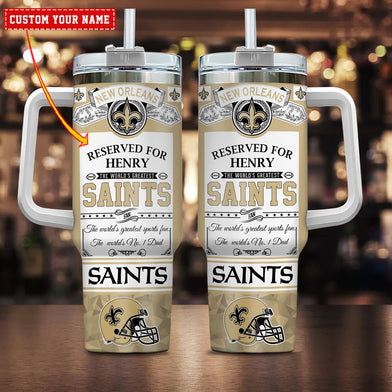 New Orleans Saints NFL Custom Stanley Quencher 40oz Stainless Steel Tumbler With Handle