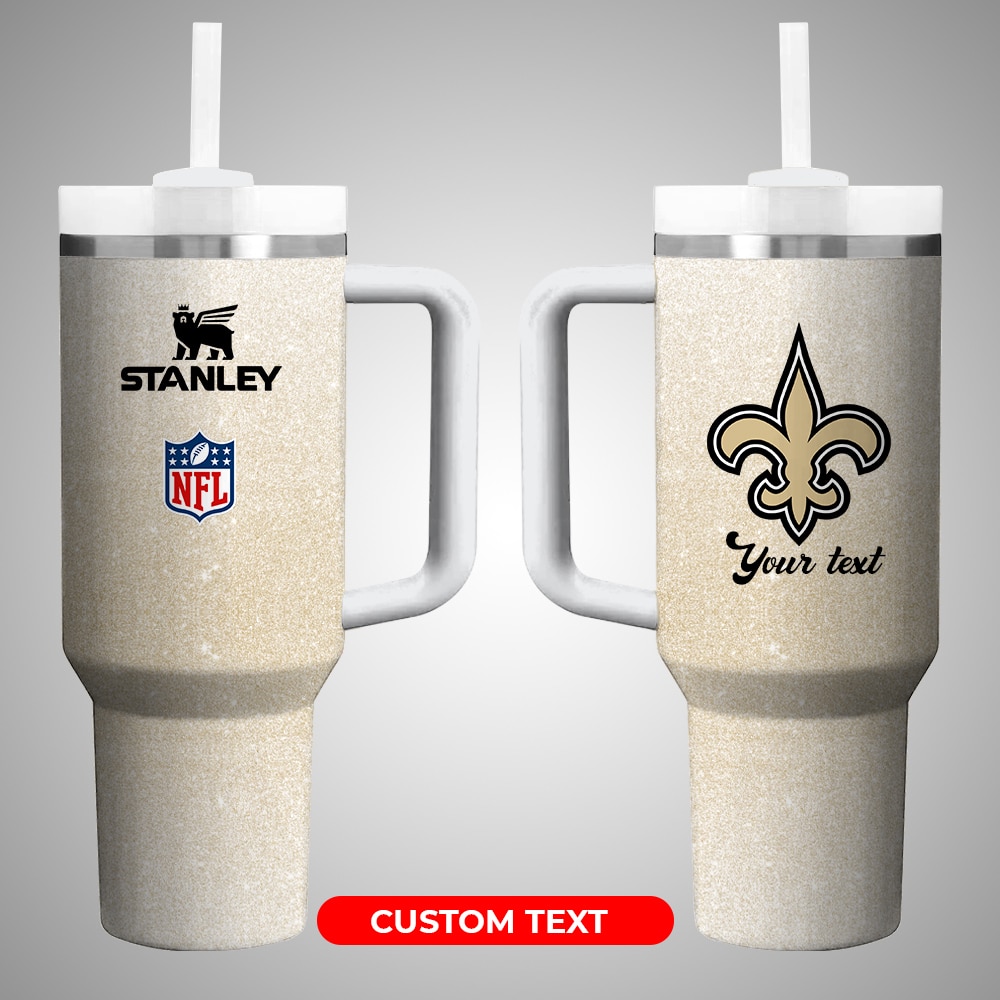 New Orleans Saints NFL Custom Stanley Quencher 40oz Stainless Steel Tumbler With Handle