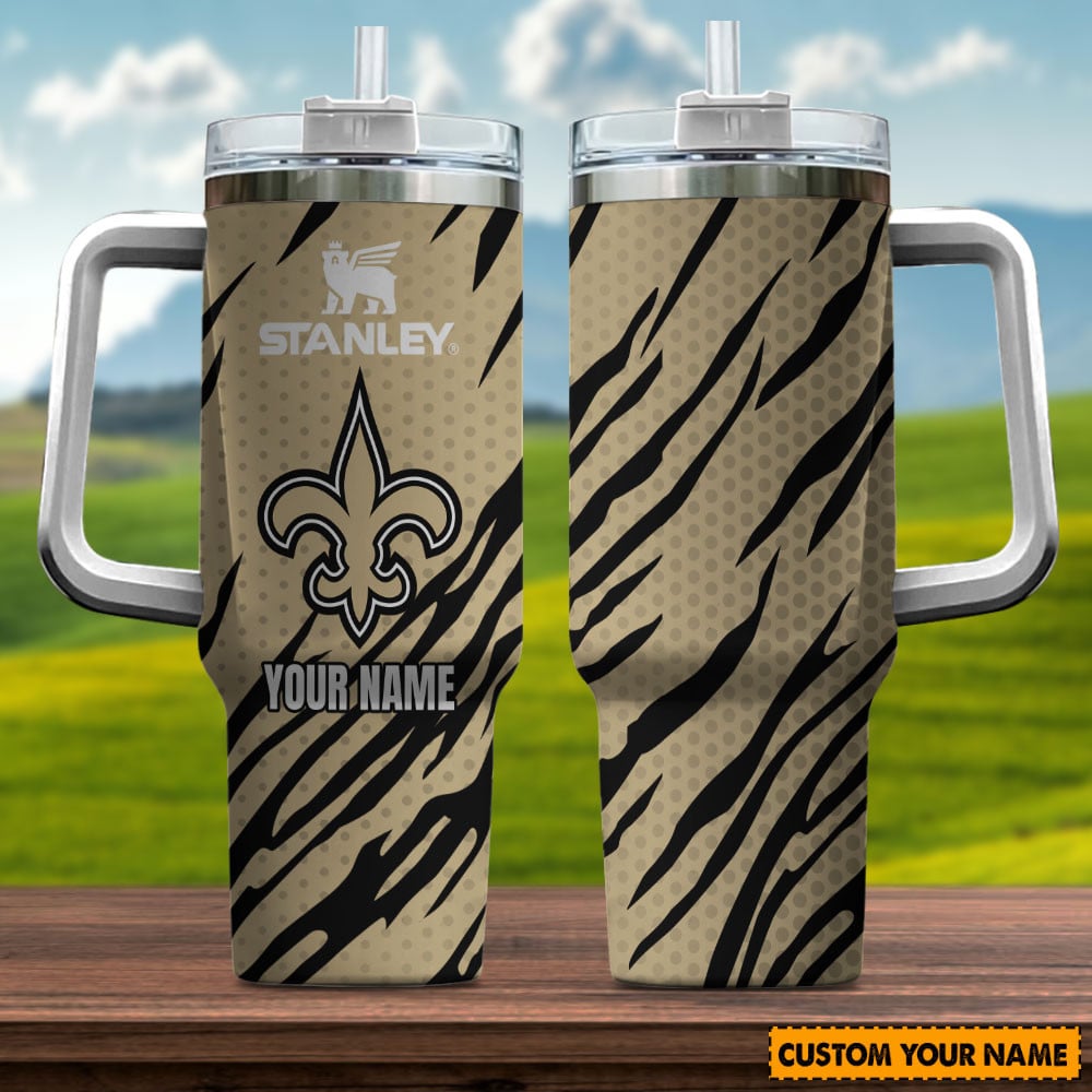 New Orleans Saints NFL Custom Stanley Quencher 40oz Stainless Steel Tumbler With Handle