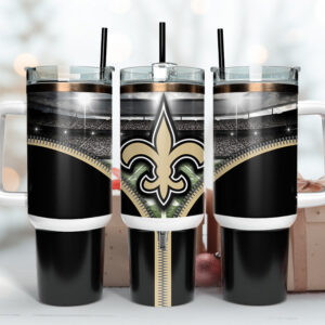 New Orleans Saints NFL Custom Stanley Quencher 40oz Stainless Steel Tumbler With Handle