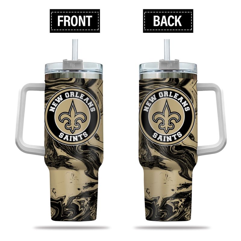 New Orleans Saints NFL Custom Stanley Quencher 40oz Stainless Steel Tumbler With Handle