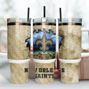 New Orleans Saints NFL Custom Stanley Quencher 40oz Stainless Steel Tumbler With Handle