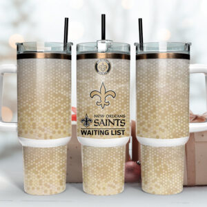 New Orleans Saints NFL Custom Stanley Quencher 40oz Stainless Steel Tumbler With Handle