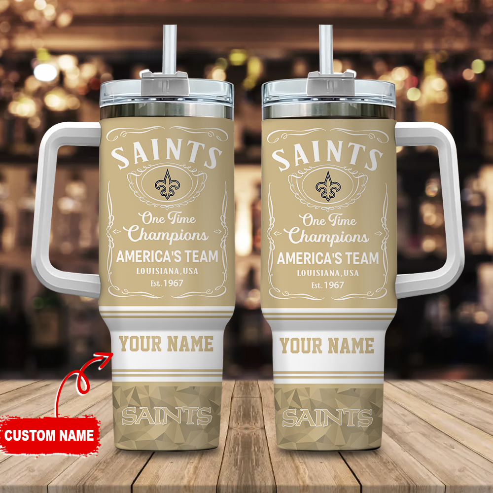 New Orleans Saints NFL Custom Stanley Quencher 40oz Stainless Steel Tumbler With Handle