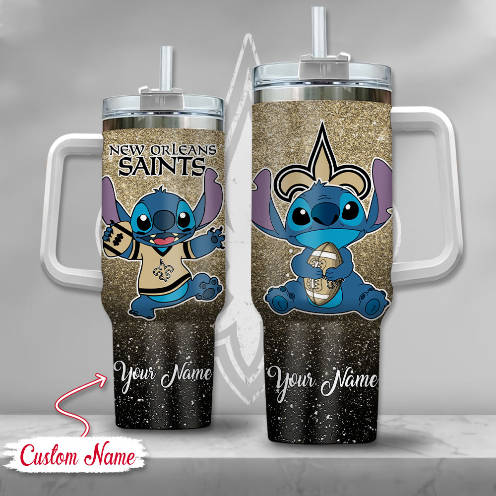 New Orleans Saints NFL Custom Stanley Quencher 40oz Stainless Steel Tumbler With Handle