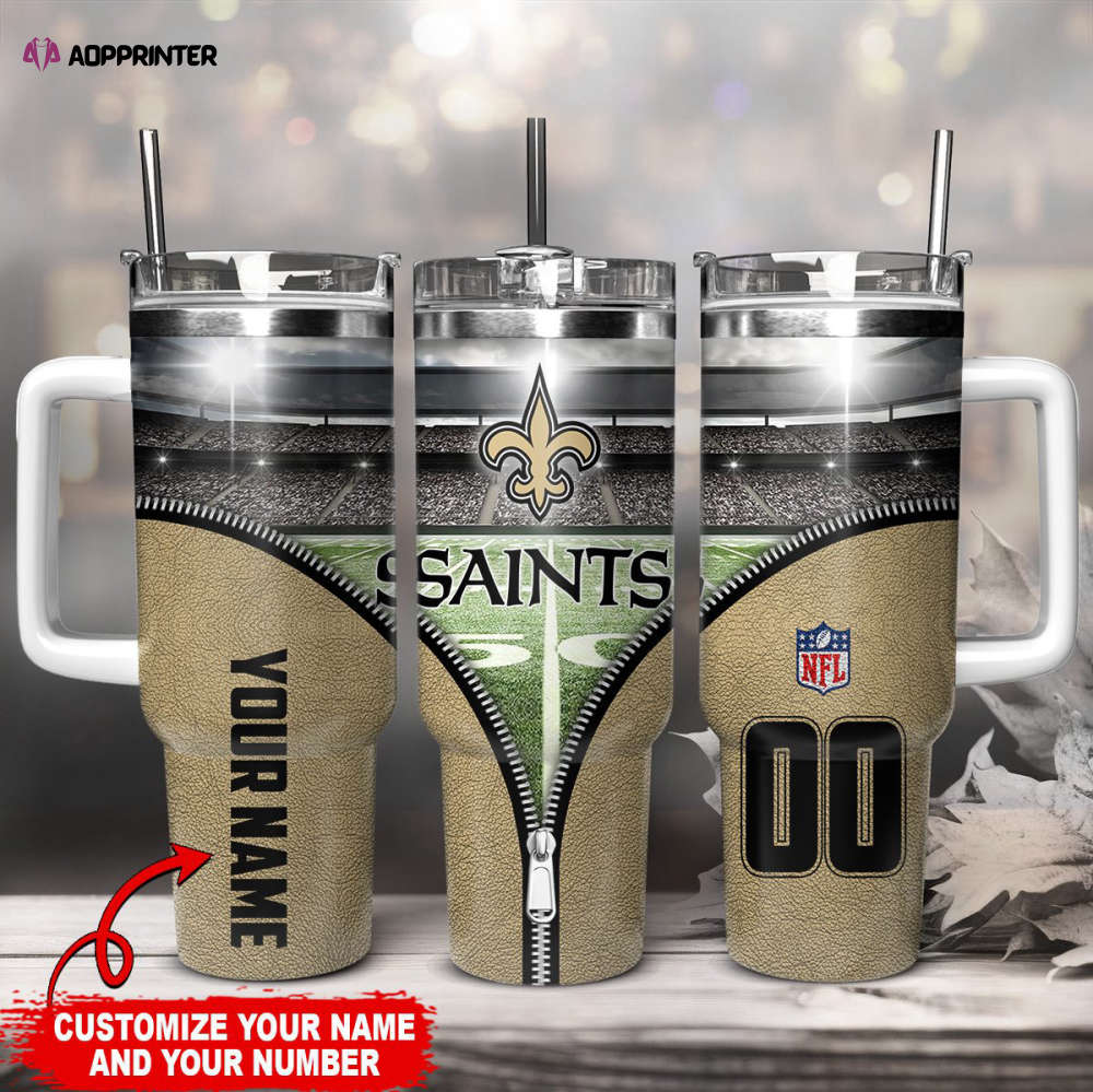 New Orleans Saints NFL Custom Stanley Quencher 40oz Stainless Steel Tumbler With Handle