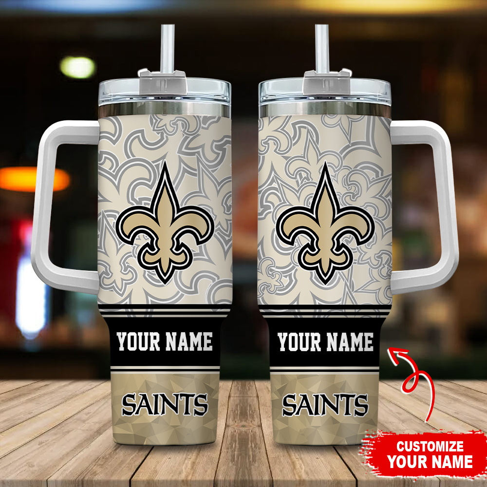 New Orleans Saints NFL Custom Stanley Quencher 40oz Stainless Steel Tumbler With Handle